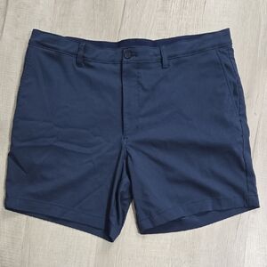 Men's Flat Front Navy Stretch Performance Shorts
